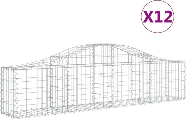 vidaXL Kosze gabionowe, 12 τεμ, 200x30x40/60 εκ, γαλβανισμένος σίδηρος