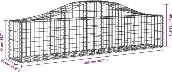 vidaXL Kosze gabionowe, 12 τεμ, 200x30x40/60 εκ, γαλβανισμένος σίδηρος