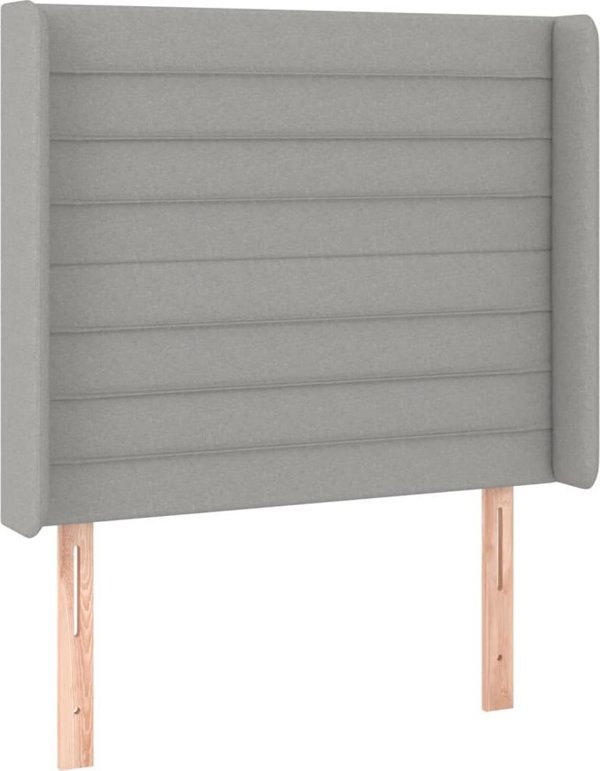 vidaXL Zaglowek do lozka me LED, ανοιχτό γκρι, 83x16x118/128 εκ., ύφασμα