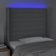 vidaXL Zaglowek do lozka me LED, ανοιχτό γκρι, 83x16x118/128 εκ., ύφασμα