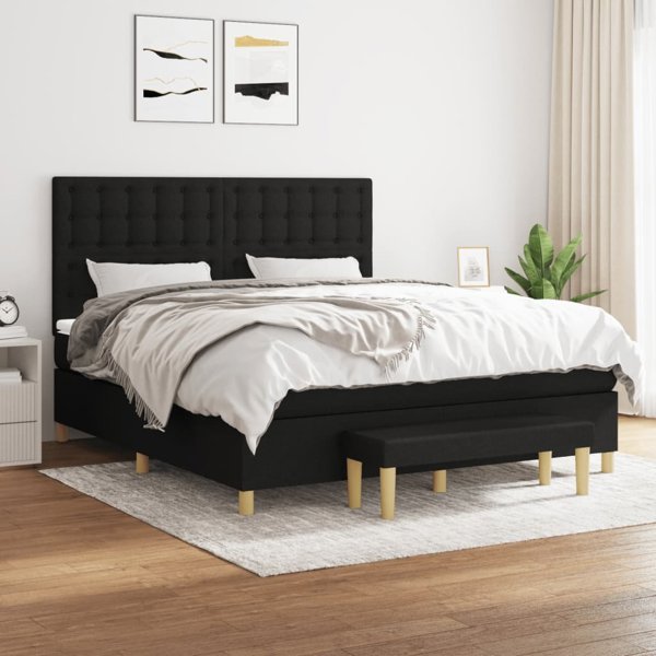 vidaXL Κρεβάτι Continental με Στρώμα Μαύρο 160x200 cm Καμβάς