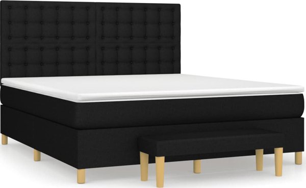 vidaXL Κρεβάτι Continental με Στρώμα Μαύρο 160x200 cm Καμβάς