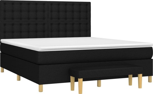 vidaXL Κρεβάτι Continental με Στρώμα Μαύρο 160x200 cm Καμβάς