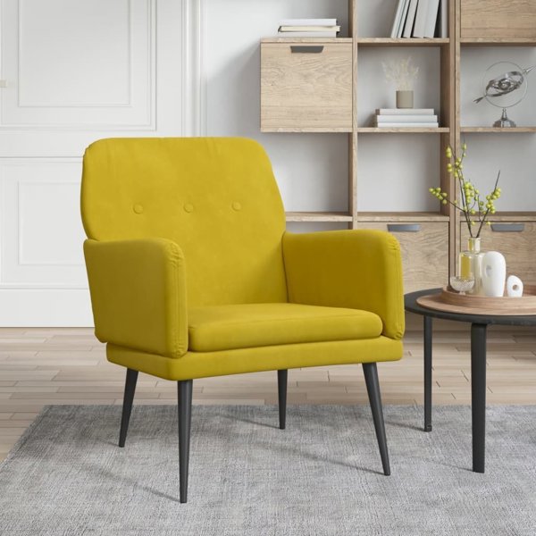 vidaXL Πολυθρόνα κίτρινη 62x79x79 cm με βελούδινη επένδυση