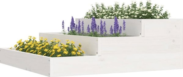 vidaXL Λευκή γλάστρα, 78x78x27 εκ., από μασιφ πεύκο