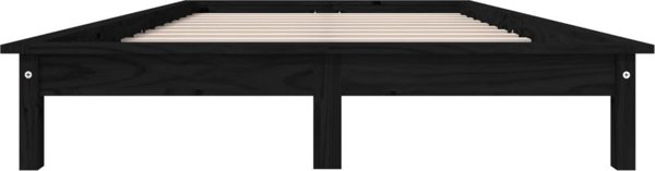 vidaXL Ράμα κρεβατιού, μαύρη, 160 x 200 cm, συμπαγές πεύκο