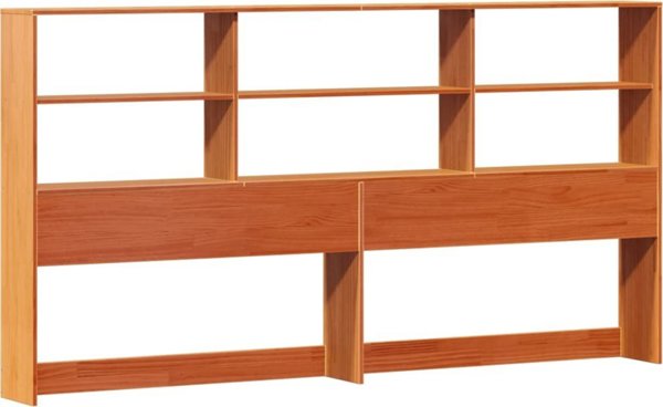 vidaXL Κρεβάτι με Ράφια χωρίς Στρώμα 200x200 εκ. από Μασίφ Ξύλο Πεύκου Καφέ Κεχριμπάρι
