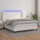 vidaXL Lozko kontynentalne z materacem i LED, biala ekoskora 160x200cm