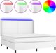 vidaXL Lozko kontynentalne z materacem i LED, biala ekoskora 160x200cm