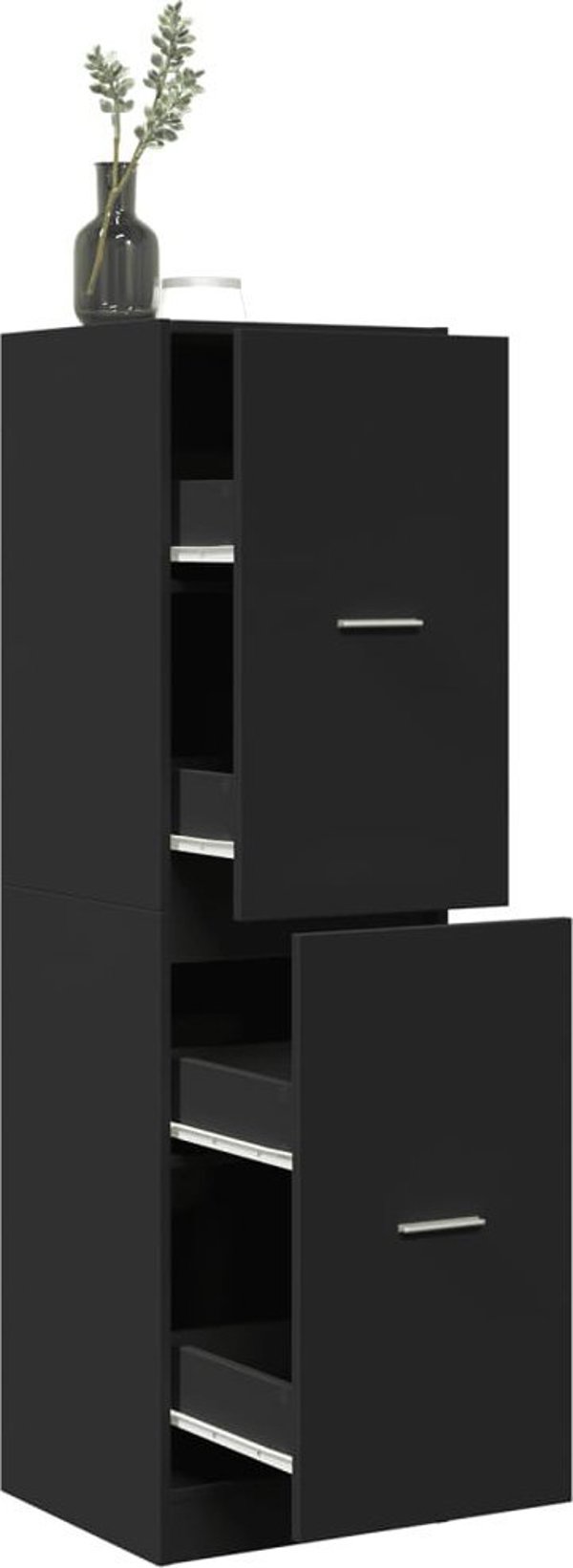 vidaXL Φαρμακείο, μαύρο, 40x41x144,5 εκ, ξύλο MDF
