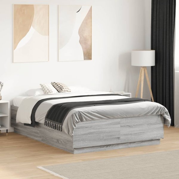 vidaXL Rama κρεβατιού Sonoma γκρι δρυς, 120x190 cm, ξυλώδες υλικό