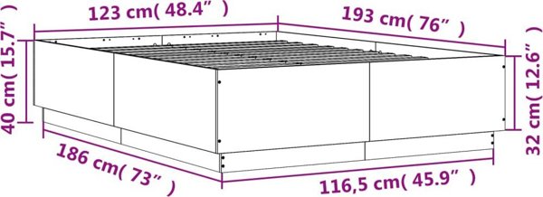 vidaXL Rama κρεβατιού Sonoma γκρι δρυς, 120x190 cm, ξυλώδες υλικό