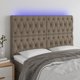 vidaXL Kefalari krevatiou me LED taupe, 144x7x118/128 cm, yfasma