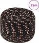 vidaXL Linka zeglarska, czarna, 14 mm, 25 m, polipropylen