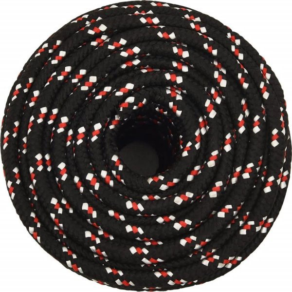 vidaXL Linka zeglarska, czarna, 14 mm, 25 m, polipropylen