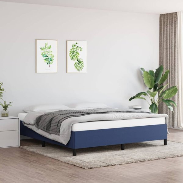 vidaXL Rama κρεβατιού μπλε 160x200 εκ. επενδυμένη με ύφασμα