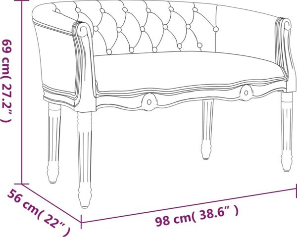 vidaXL Πάγκος, 98x56x69 εκ, με Υφασμάτινη Επένδυση