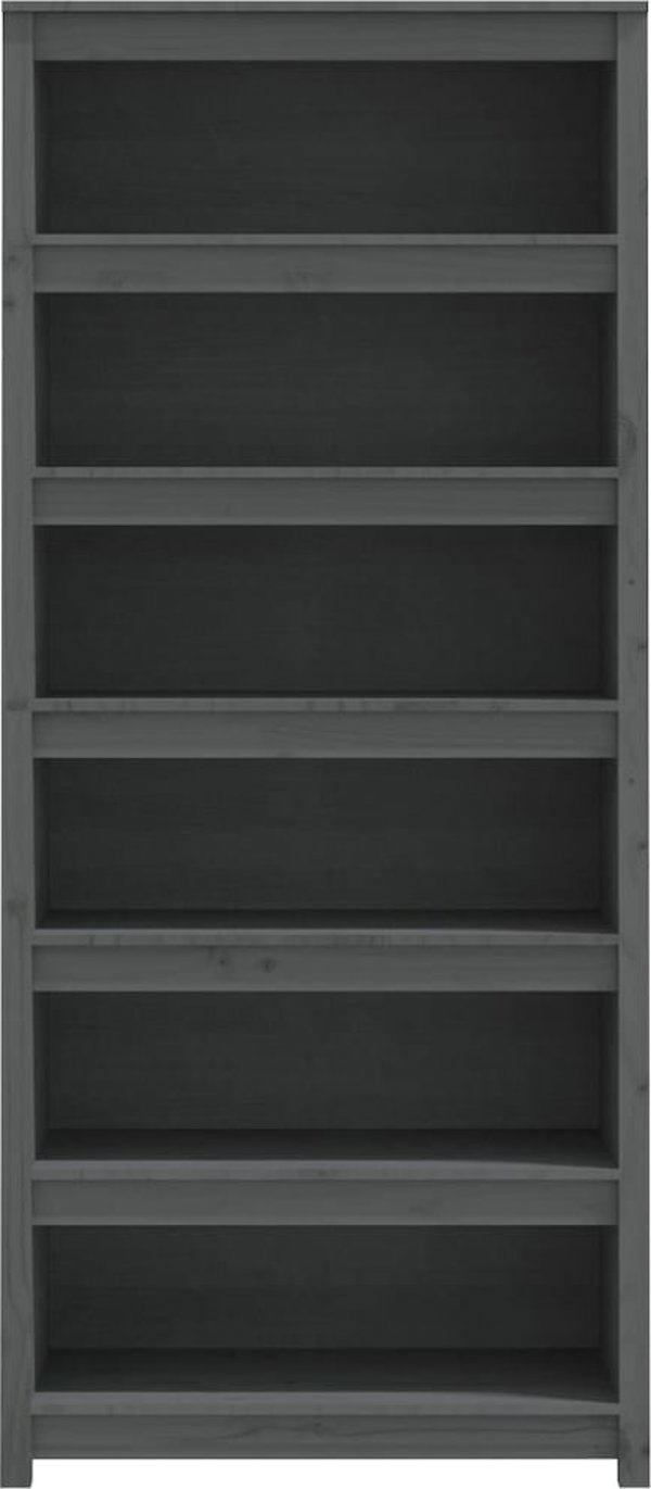 vidaXL Βιβλιοθήκη, γκρι, 80x35x183 εκ., μασίφ ξύλο πεύκου