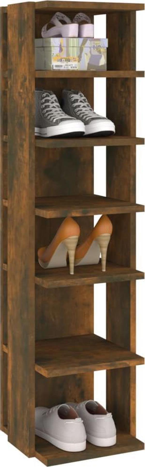 vidaXL Stojak na buty, przydymiony dab, 25x27x102 cm