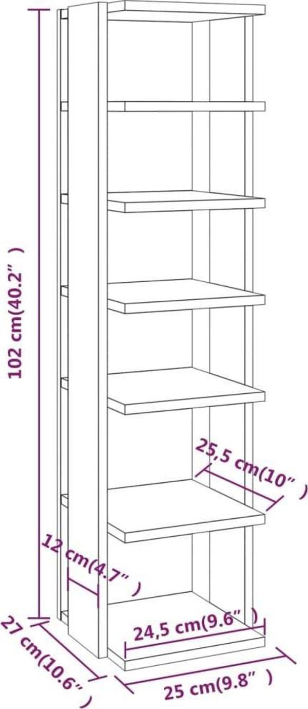 vidaXL Stojak na buty, przydymiony dab, 25x27x102 cm