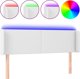 vidaXL Zaglowek do lozka z LED, bialy, 147x16x78/88 cm, sztuczna skora