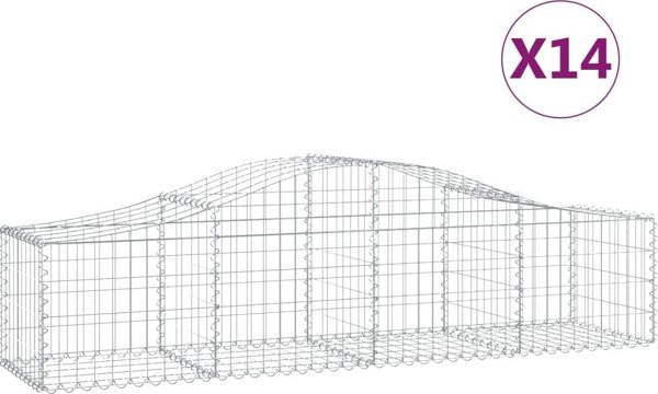 vidaXL Σετ καλαθιών γκαμπιόν 14 τεμ., 200x50x40/60 cm, γαλβανιζέ σίδηρος