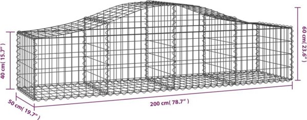vidaXL Σετ καλαθιών γκαμπιόν 14 τεμ., 200x50x40/60 cm, γαλβανιζέ σίδηρος