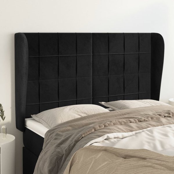 vidaXL Κεφαλάρι uszak, μαύρο, 147x23x118/128 εκ., βελούδο