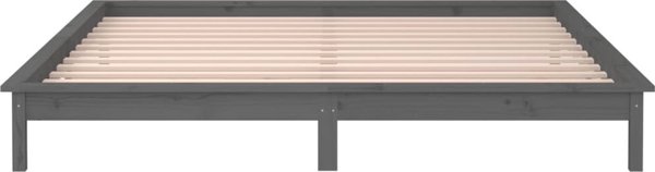vidaXL Rama κρεβατιού με LED, γκρι, 120x190 cm, διπλό, μασίφ ξύλο