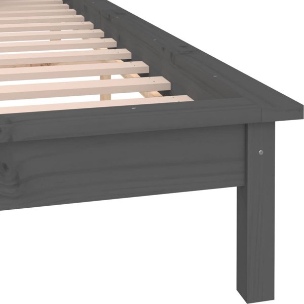 vidaXL Rama κρεβατιού με LED, γκρι, 120x190 cm, διπλό, μασίφ ξύλο