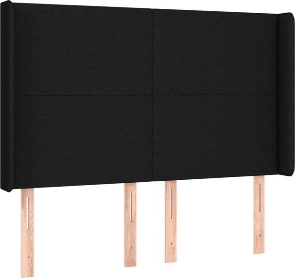 vidaXL Zaglowek do lozka z LED, czarny, 147x16x118/128cm, tkanina
