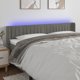 Κεφαλάρι κρεβατιού με φωτισμό LED, ανοιχτό γκρι, 183x16x78/88 εκ., βελούδο