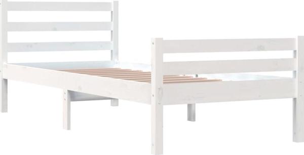 vidaXL Rama κρεβατιού, λευκή, μασίφ ξύλο, 100 x 200 εκ.