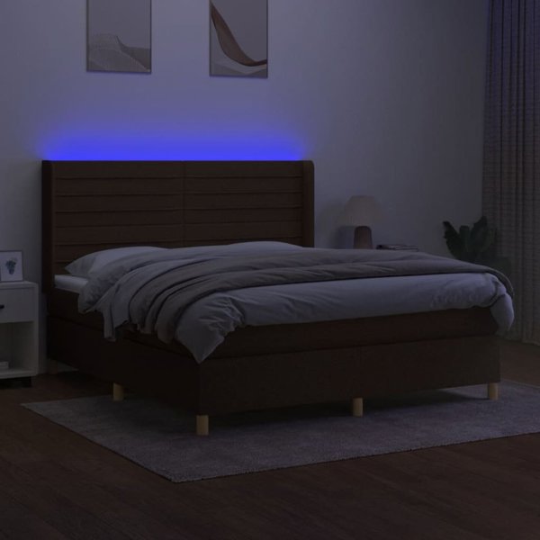 vidaXL Κρεβάτι κοντινένταλ με στρώμα, καφέ, 160x200 εκ, ύφασμα