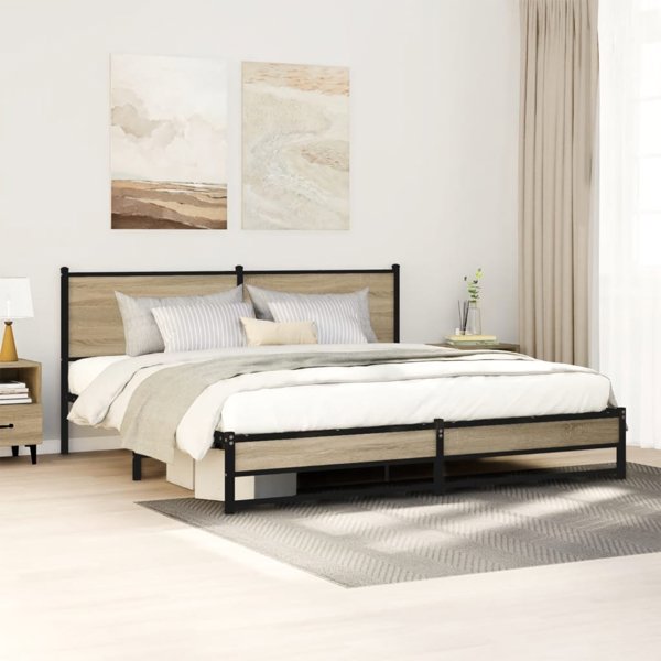 vidaXL Metalowa rama lozka dab sonoma 183x213 cm bez materaca