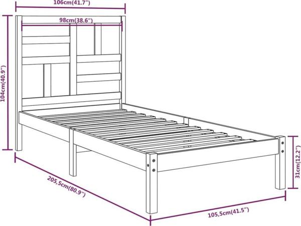 vidaXL Σκελετός κρεβατιού, λευκός, μασίφ ξύλο, 100x200 εκ.