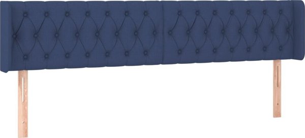vidaXL Κεφαλάρι κρεβατιού με LED, μπλε, 203x16x78/88 εκ., ύφασμα