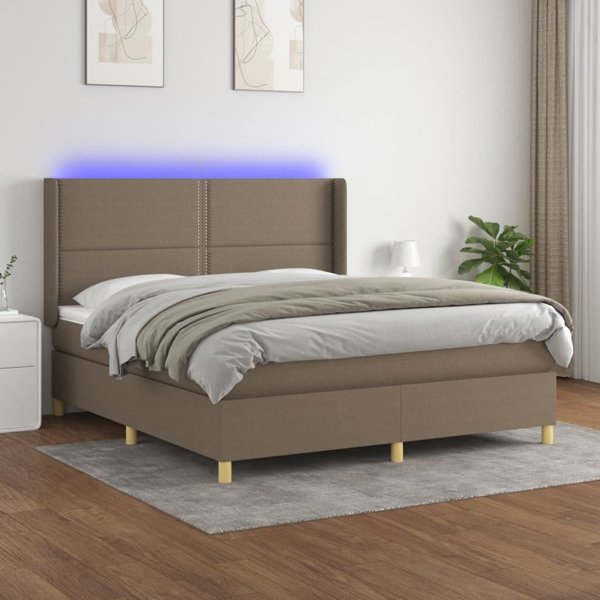 vidaXL Κρεβάτι Κοντινεντάλ με Στρώμα, Taupe, 180x200 cm, Υφασμάτινο