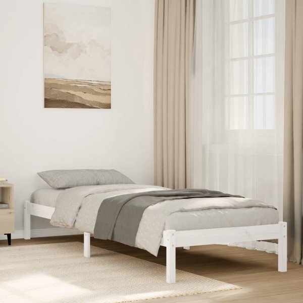 vidaXL Μακρύτερο κρεβάτι χωρίς στρώμα, λευκό, 80x210 cm, πεύκο