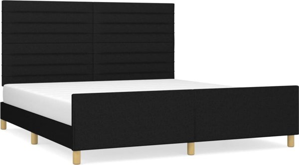 vidaXL Rama κρεβατιού με κεφαλάρι, μαύρη, 160x200 εκ., με επένδυση υφάσματος