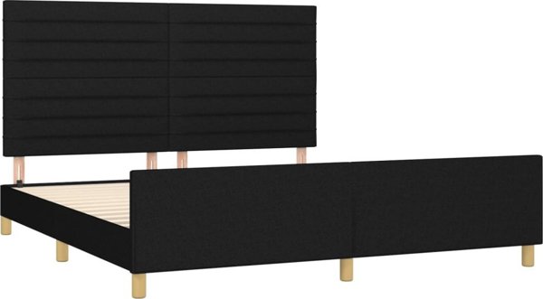 vidaXL Rama κρεβατιού με κεφαλάρι, μαύρη, 160x200 εκ., με επένδυση υφάσματος