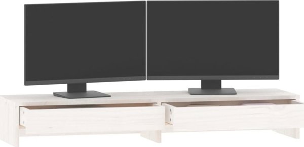 vidaXL Βάση για οθόνη, λευκή, 100x27x15 εκ., από μασίφ πεύκο