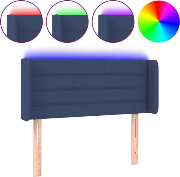 vidaXL Κεφαλάρι κρεβατιού με LED, μπλε, 103x16x78/88 cm, ύφασμα