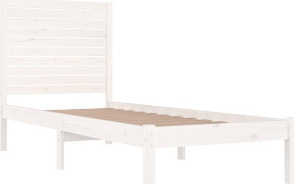 vidaXL Rama κρεβατιού, λευκό, μασίφ ξύλο, 75 x 190 cm, μονό