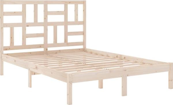vidaXL Rama lozka, lite drewno, 140x190 cm
