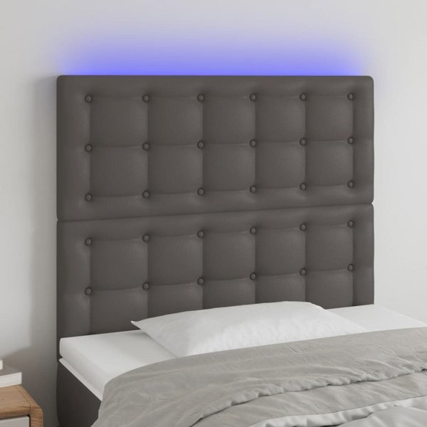 vidaXL Κεφαλάρι κρεβατιού, γκρι, 90x5x118/128 cm, τεχνητό δέρμα