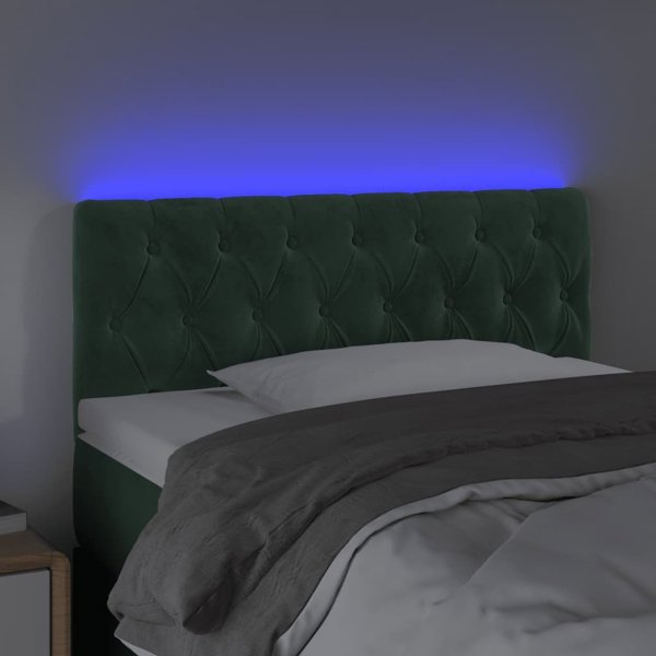 vidaXL Κεφαλάρι κρεβατιού με LED, σκούρο πράσινο, 90x7x78/88 cm, βελούδο