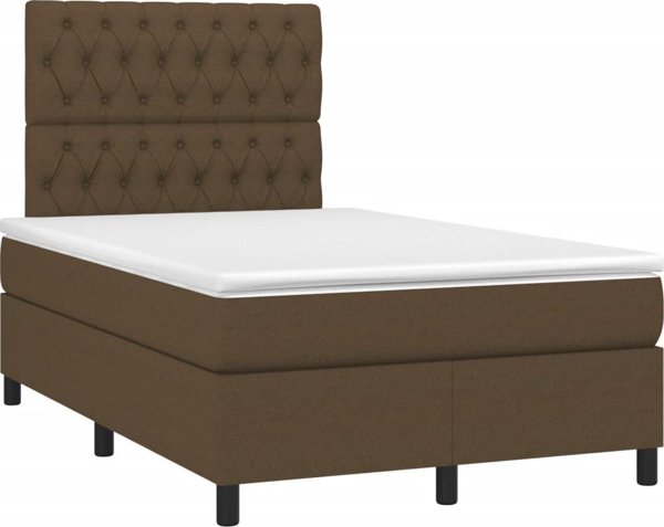 vidaXL Κρεβάτι Continental με Στρώμα, Καφέ, 120 x 200 cm, ύφασμα