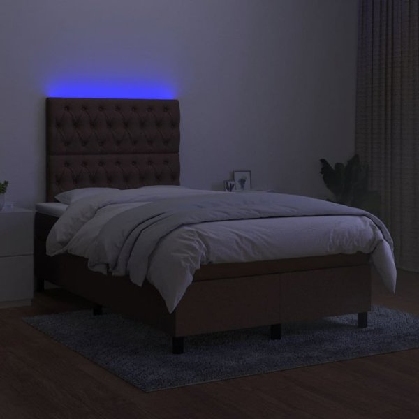 vidaXL Κρεβάτι Continental με Στρώμα, Καφέ, 120 x 200 cm, ύφασμα