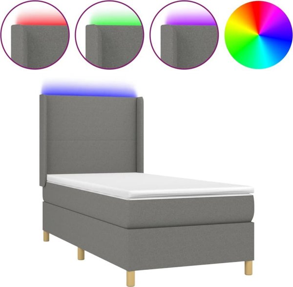 vidaXL Κρεβάτι κοντινεντάλ με στρώμα 80x200cm σκουρόχρωμο γκρι ύφασμα